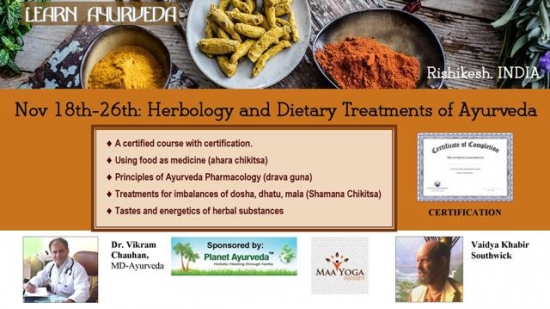 9-day course: Herbology and Dietary Treatments of Ayurveda