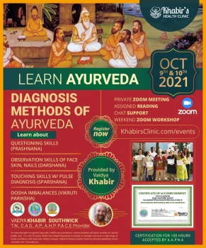 Zoom workshop: Diagnosing Methods & Skills of Ayurveda