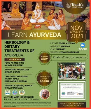 Zoom workshop: Herbology & Dietary Treatments of Ayurveda